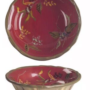 OCTAVIA HILL GARDEN: Floral Red Ceramic Bowls (2).